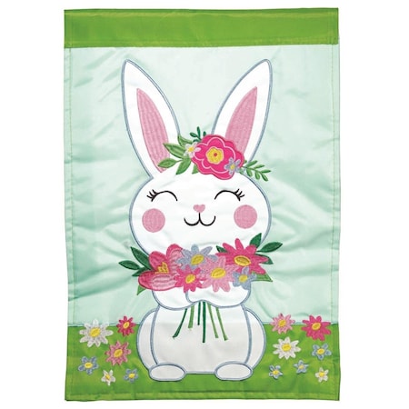 29 X 42 In Double Applique Easter Bunny Polyester Garden Flag Large